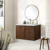 James Martin Vanities Amberly 36in Single Vanity, Mid-Century Walnut w/ 3 CM Ethereal Noctis Top 670-V36-WLT-3ENC